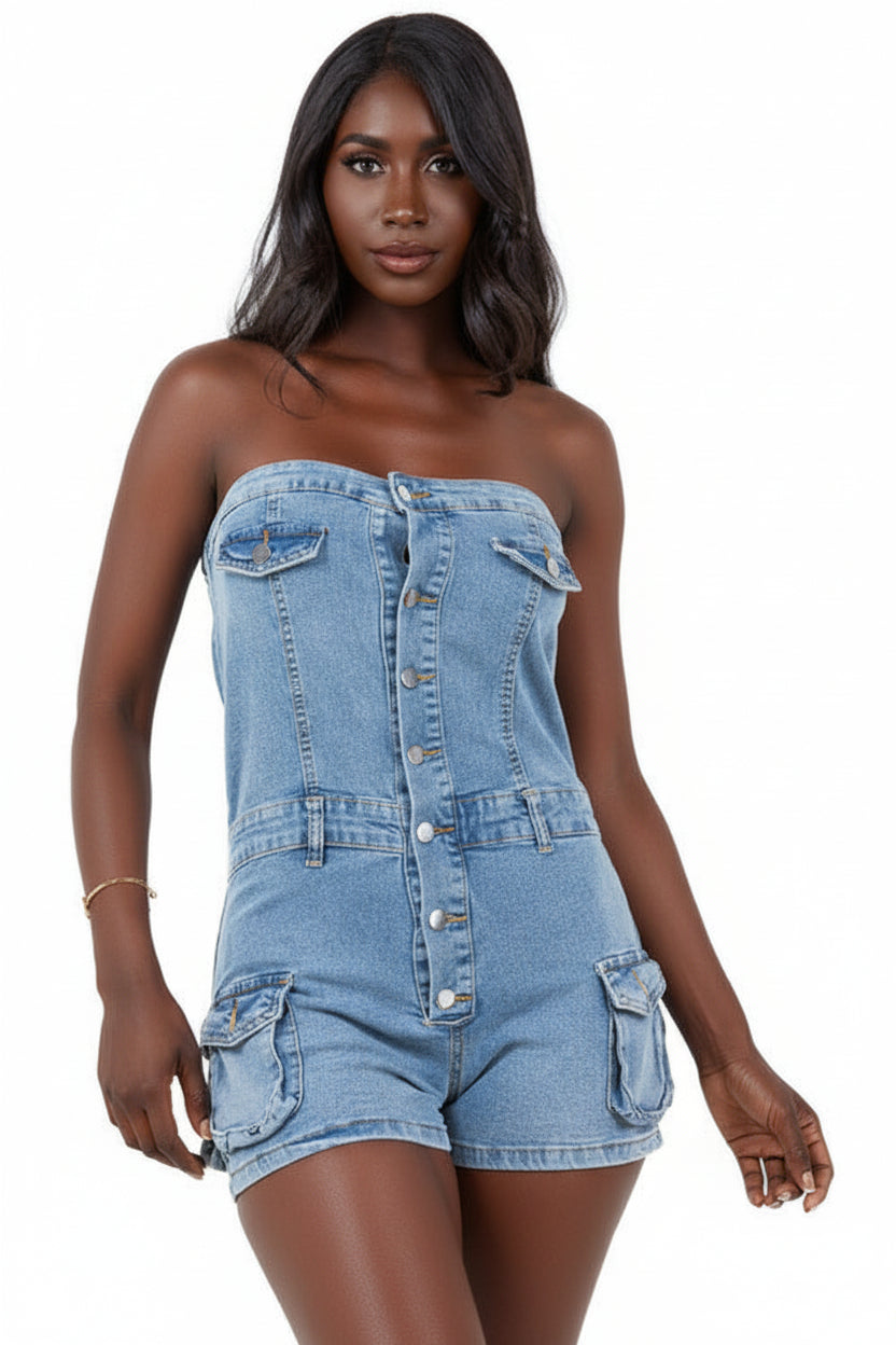WOMEN FASHION DENIM ROMPERS