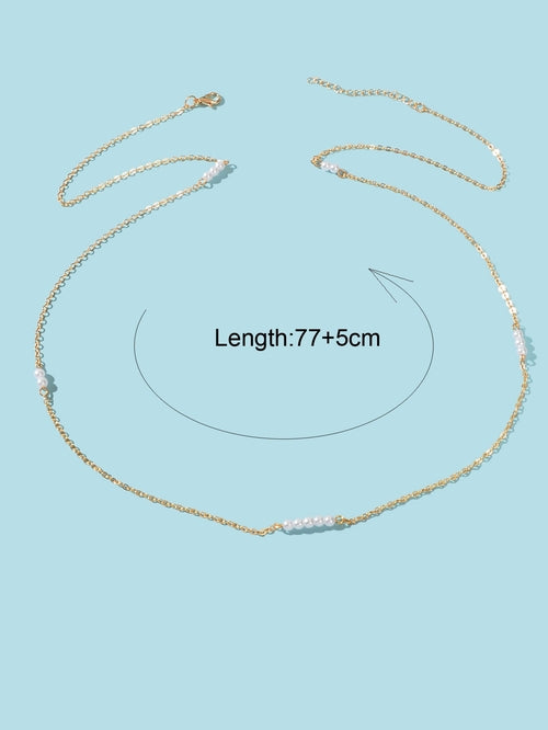 Women Waist Cha Beads in Beach Bikini Belly Jewellery Gold Sexy Pearl