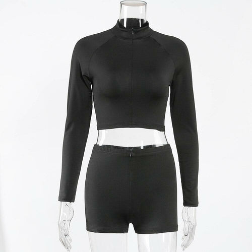 Seamless Black Yoga Set Women Gym Clothes Fashion Long Sleeve Zipper